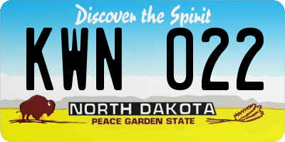 ND license plate KWN022