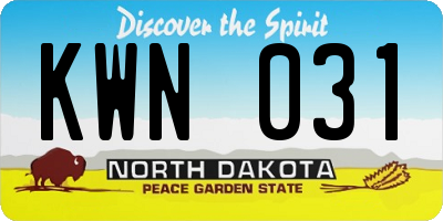 ND license plate KWN031