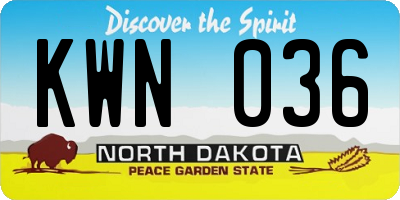 ND license plate KWN036