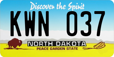 ND license plate KWN037