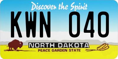ND license plate KWN040