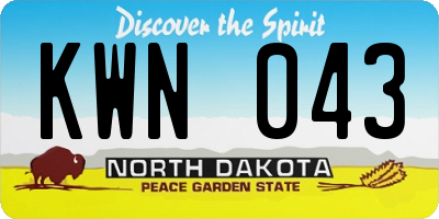 ND license plate KWN043
