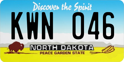ND license plate KWN046