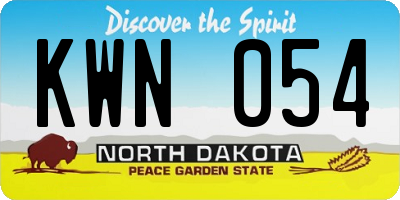 ND license plate KWN054