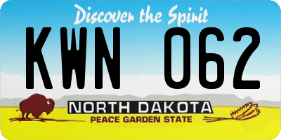 ND license plate KWN062