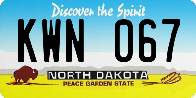ND license plate KWN067