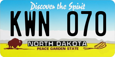 ND license plate KWN070