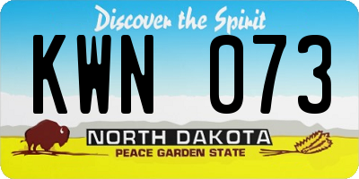 ND license plate KWN073