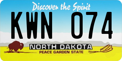 ND license plate KWN074