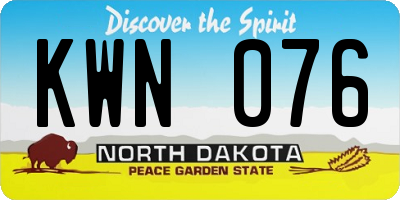 ND license plate KWN076