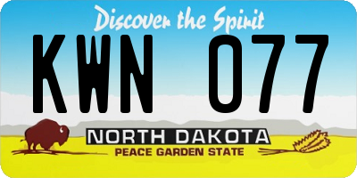 ND license plate KWN077