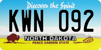 ND license plate KWN092