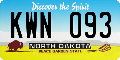ND license plate KWN093