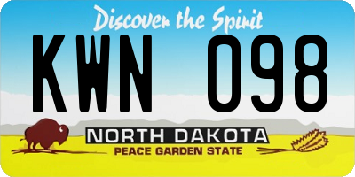 ND license plate KWN098