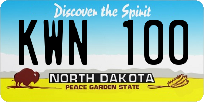 ND license plate KWN100