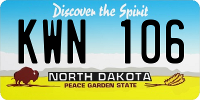 ND license plate KWN106