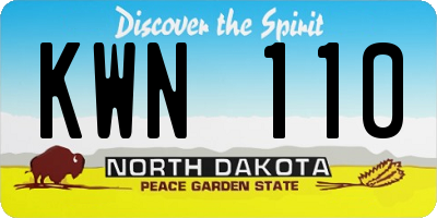 ND license plate KWN110