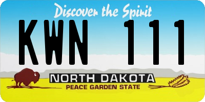 ND license plate KWN111
