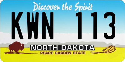 ND license plate KWN113