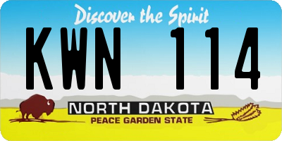 ND license plate KWN114