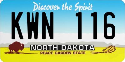 ND license plate KWN116