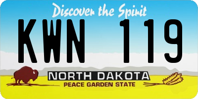 ND license plate KWN119