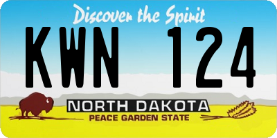 ND license plate KWN124