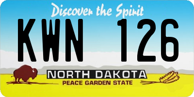 ND license plate KWN126