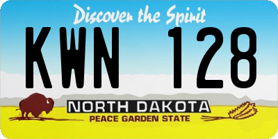 ND license plate KWN128