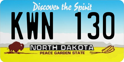 ND license plate KWN130