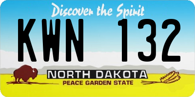 ND license plate KWN132