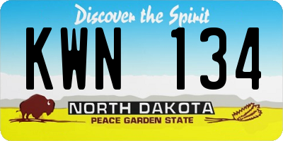 ND license plate KWN134