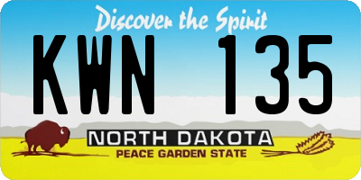 ND license plate KWN135