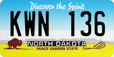 ND license plate KWN136