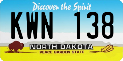 ND license plate KWN138