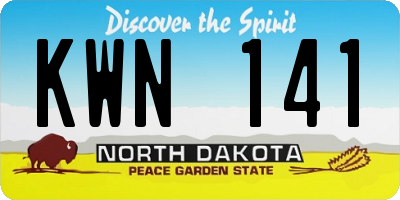 ND license plate KWN141