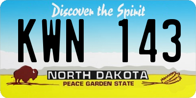 ND license plate KWN143