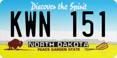 ND license plate KWN151