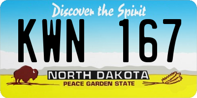 ND license plate KWN167