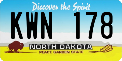 ND license plate KWN178