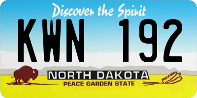 ND license plate KWN192