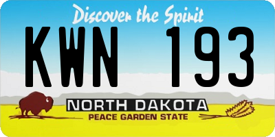 ND license plate KWN193