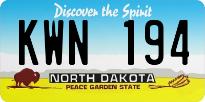 ND license plate KWN194