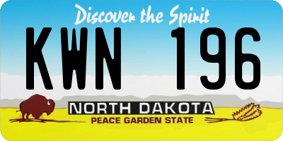 ND license plate KWN196