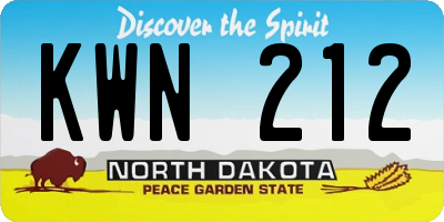 ND license plate KWN212
