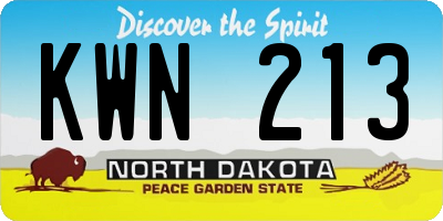 ND license plate KWN213