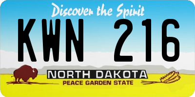 ND license plate KWN216