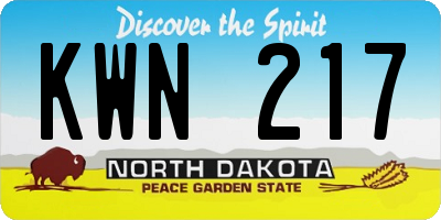 ND license plate KWN217