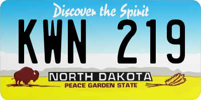 ND license plate KWN219