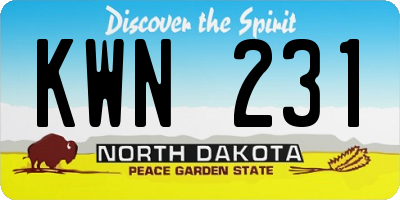 ND license plate KWN231